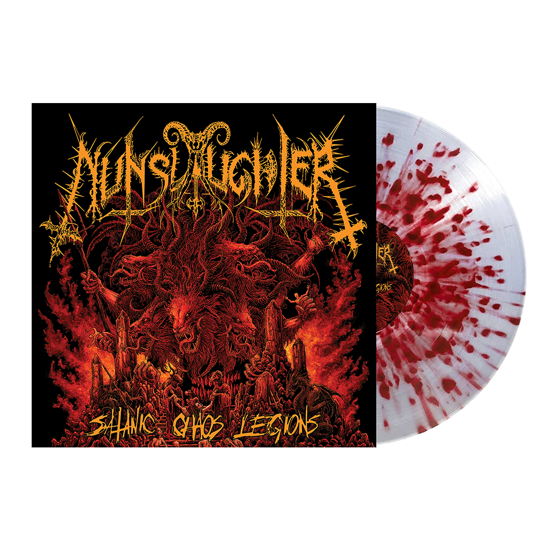 Nunslaughter - Satanic Chaos Reigns - Jesus Fucking Dies' Clear with Red Splatter LP