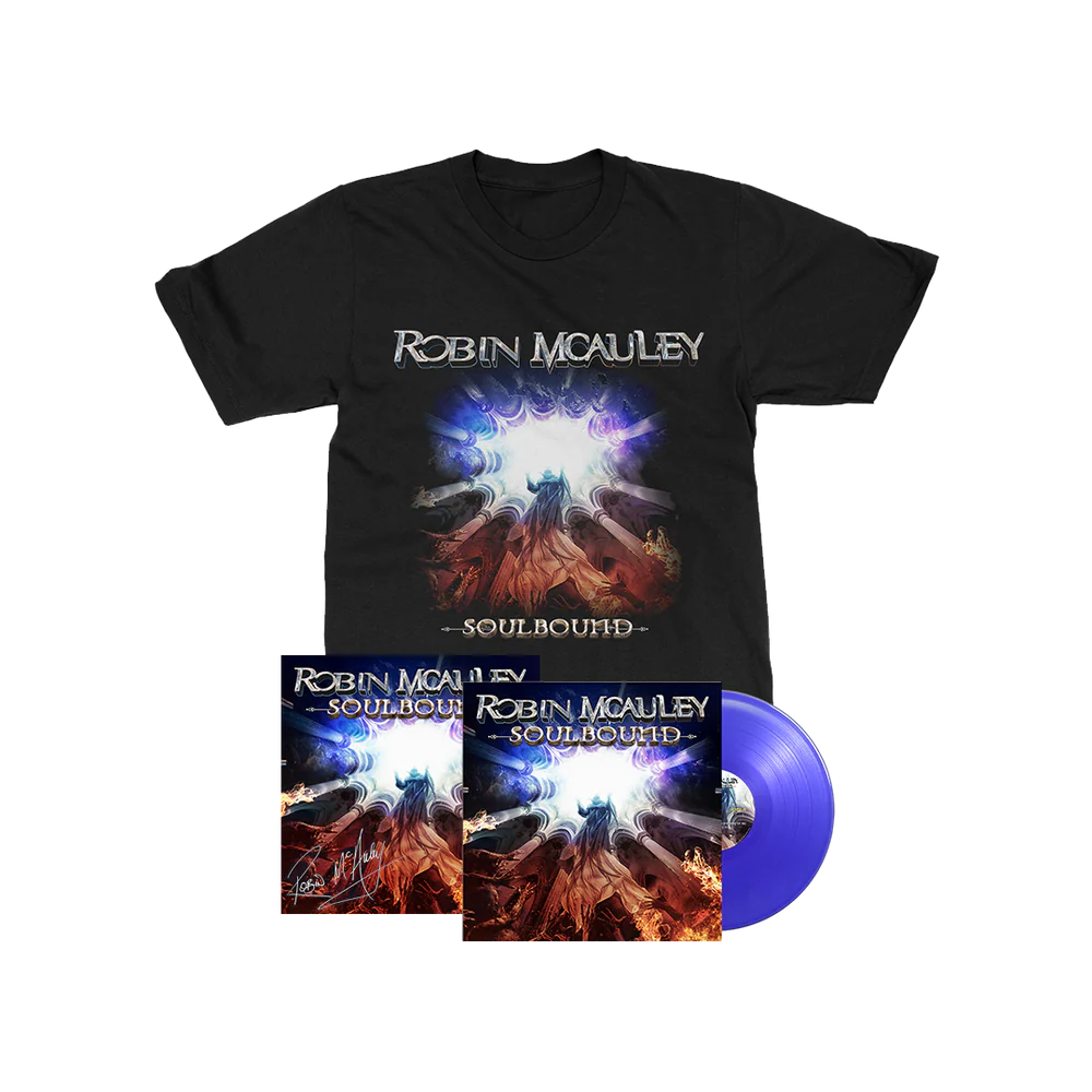 Robin Mcauley - Soulbound - Blue LP, T-Shirt, Signed Art Card Bundle