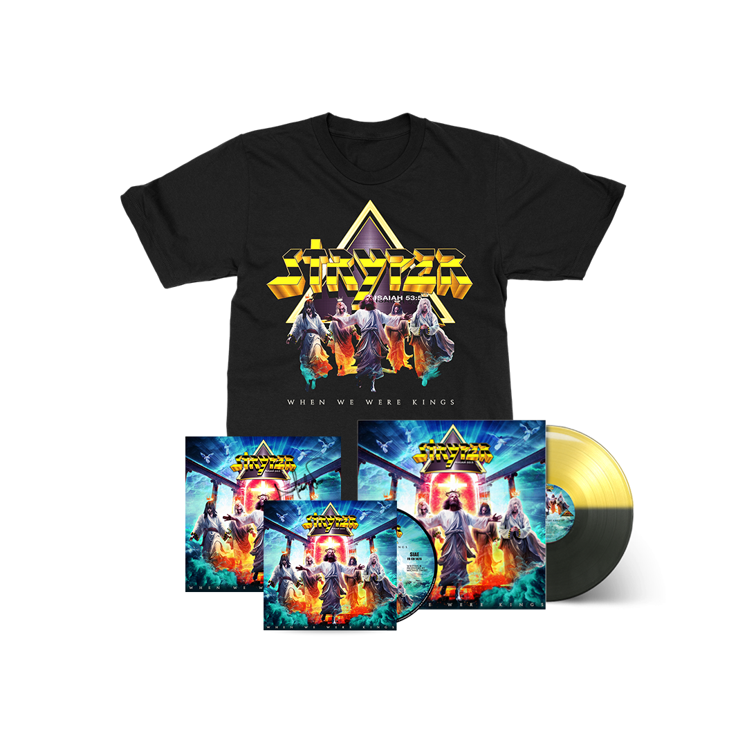 Stryper - When We Were Kings - CD / Vinyl (Black Yellow Split) / T-Shirt / Art Print (Signed By Michael Sweet) Bundle