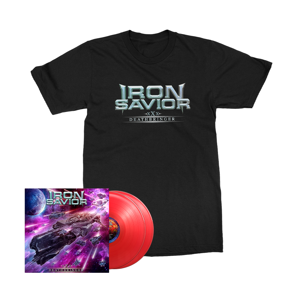 Iron Savior - Deathbringer - Vinyl Merch Bundle (Red Transparent)