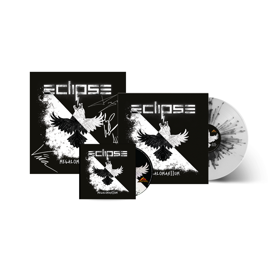 Eclipse - Megalomanium II - CD / Crystal Black Splatter LP / Signed Print Bundle